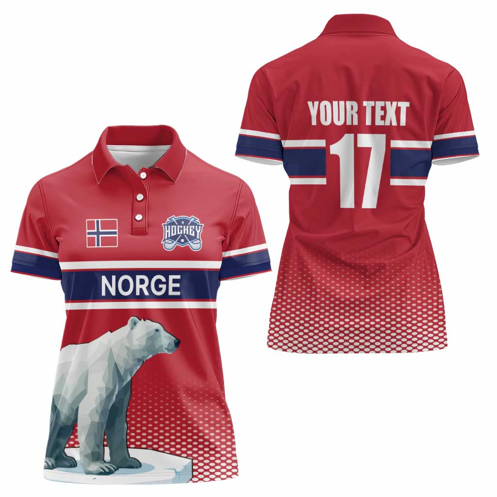 Norway Ice Hockey Custom Women Polo Shirt Norge Polar Bears Red Style