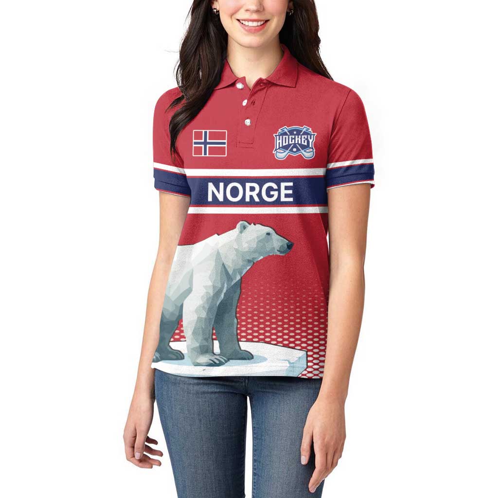 Norway Ice Hockey Custom Women Polo Shirt Norge Polar Bears Red Style