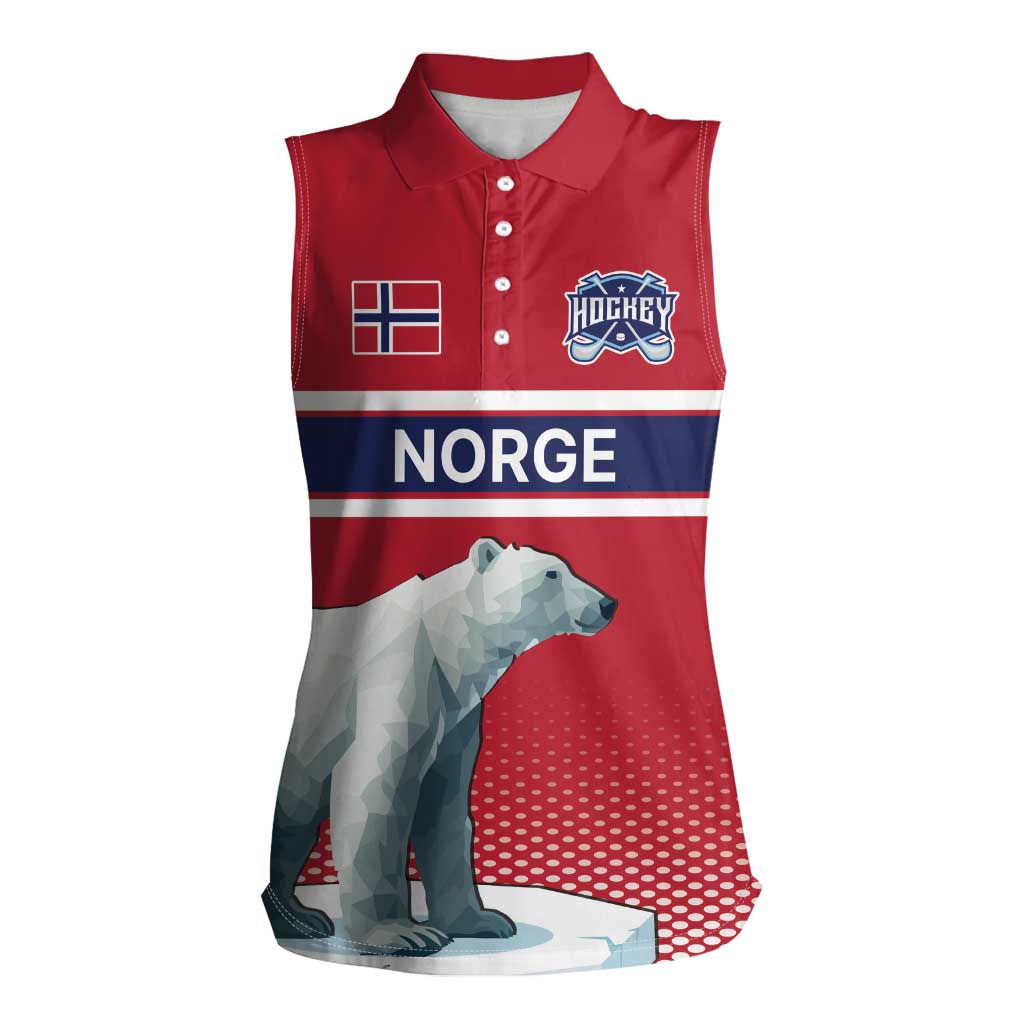 Norway Ice Hockey Custom Women Sleeveless Polo Shirt Norge Polar Bears Red Style