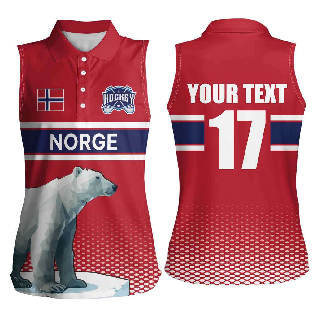 Norway Ice Hockey Custom Women Sleeveless Polo Shirt Norge Polar Bears Red Style