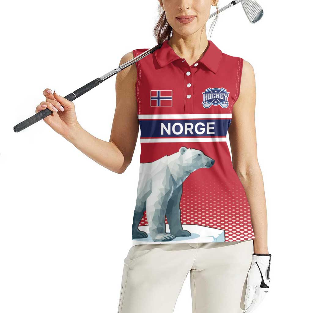 Norway Ice Hockey Custom Women Sleeveless Polo Shirt Norge Polar Bears Red Style