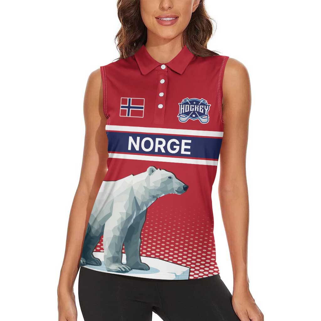 Norway Ice Hockey Custom Women Sleeveless Polo Shirt Norge Polar Bears Red Style