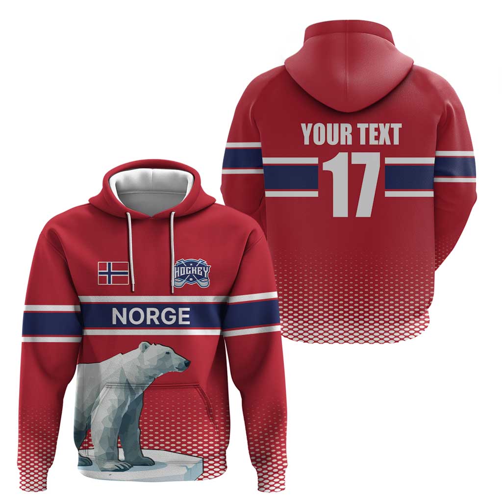 Norway Ice Hockey Custom Zip Hoodie Norge Polar Bears Red Style