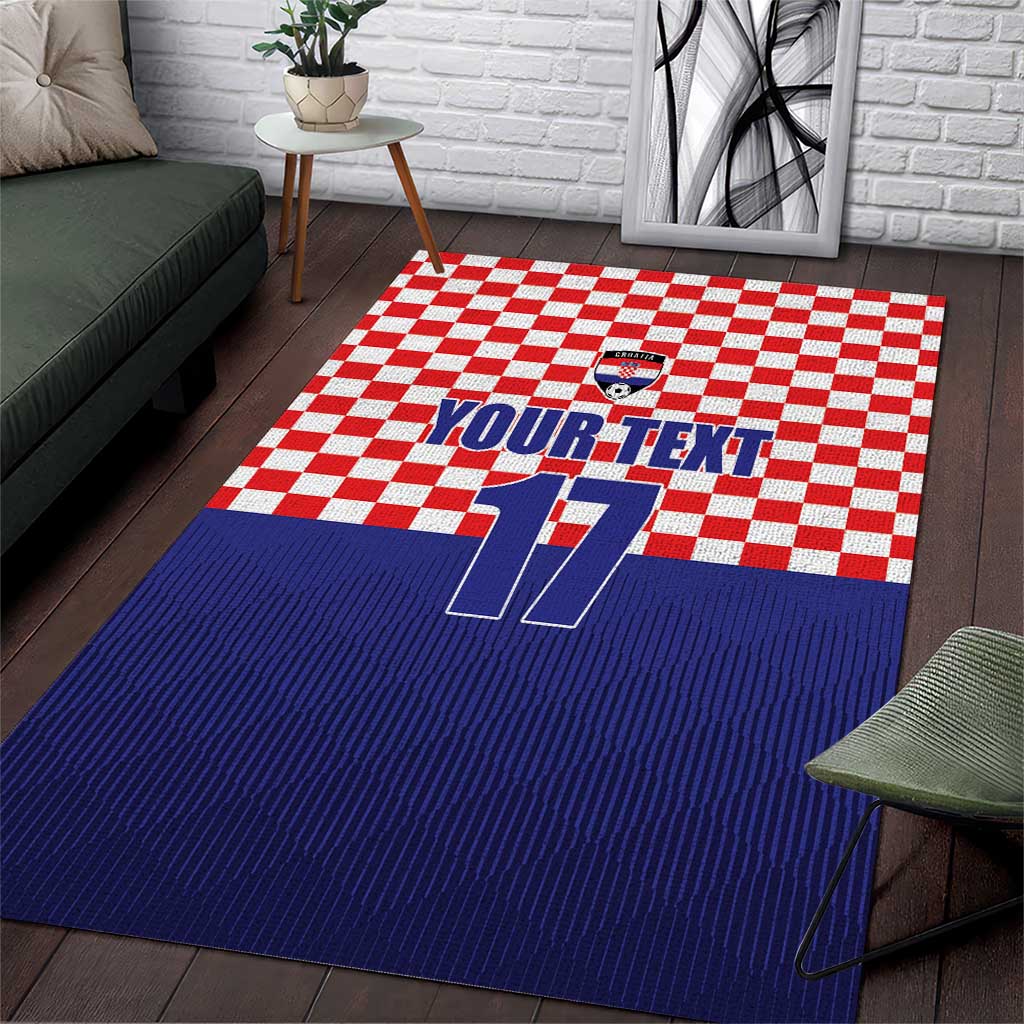 Custom Croatia Football Area Rug Sporty Style