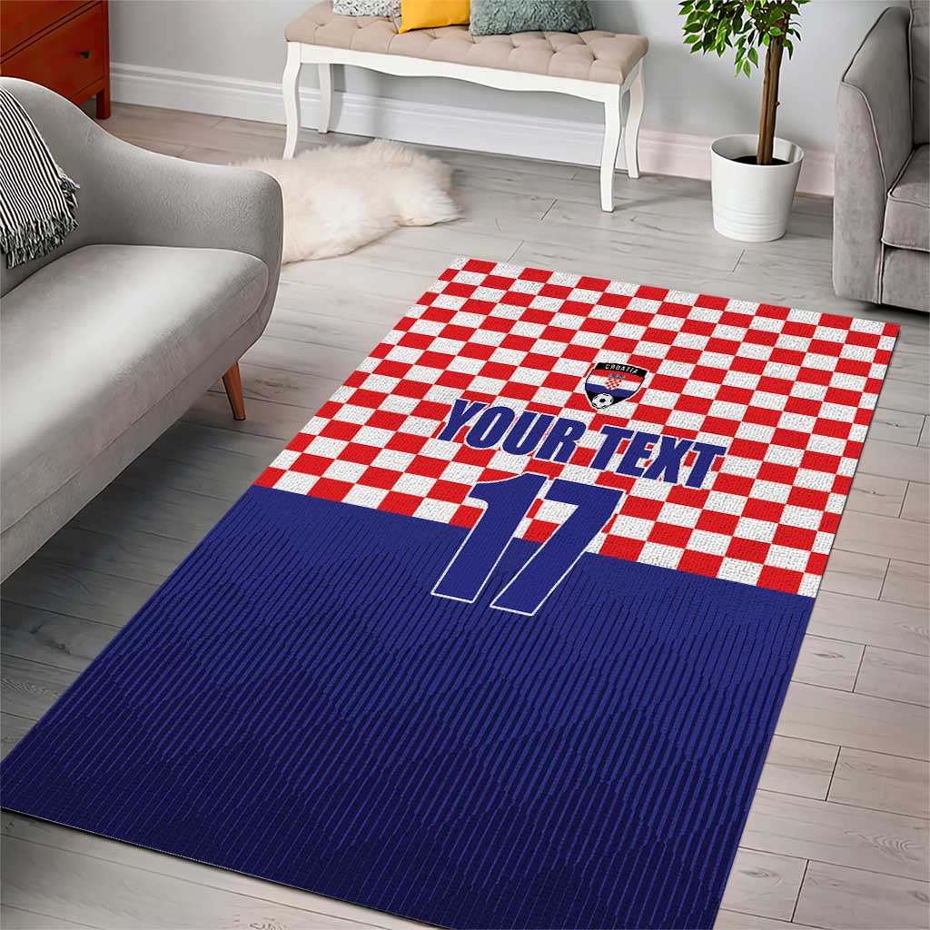 Custom Croatia Football Area Rug Sporty Style