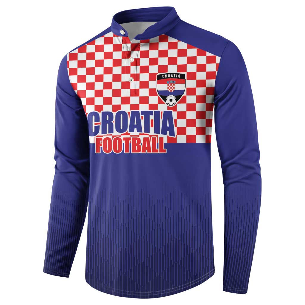 Custom Croatia Football Button Sweatshirt Sporty Style