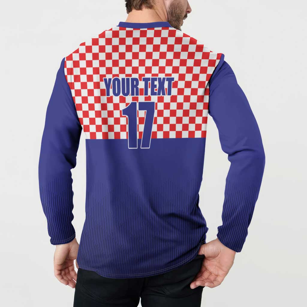Custom Croatia Football Button Sweatshirt Sporty Style