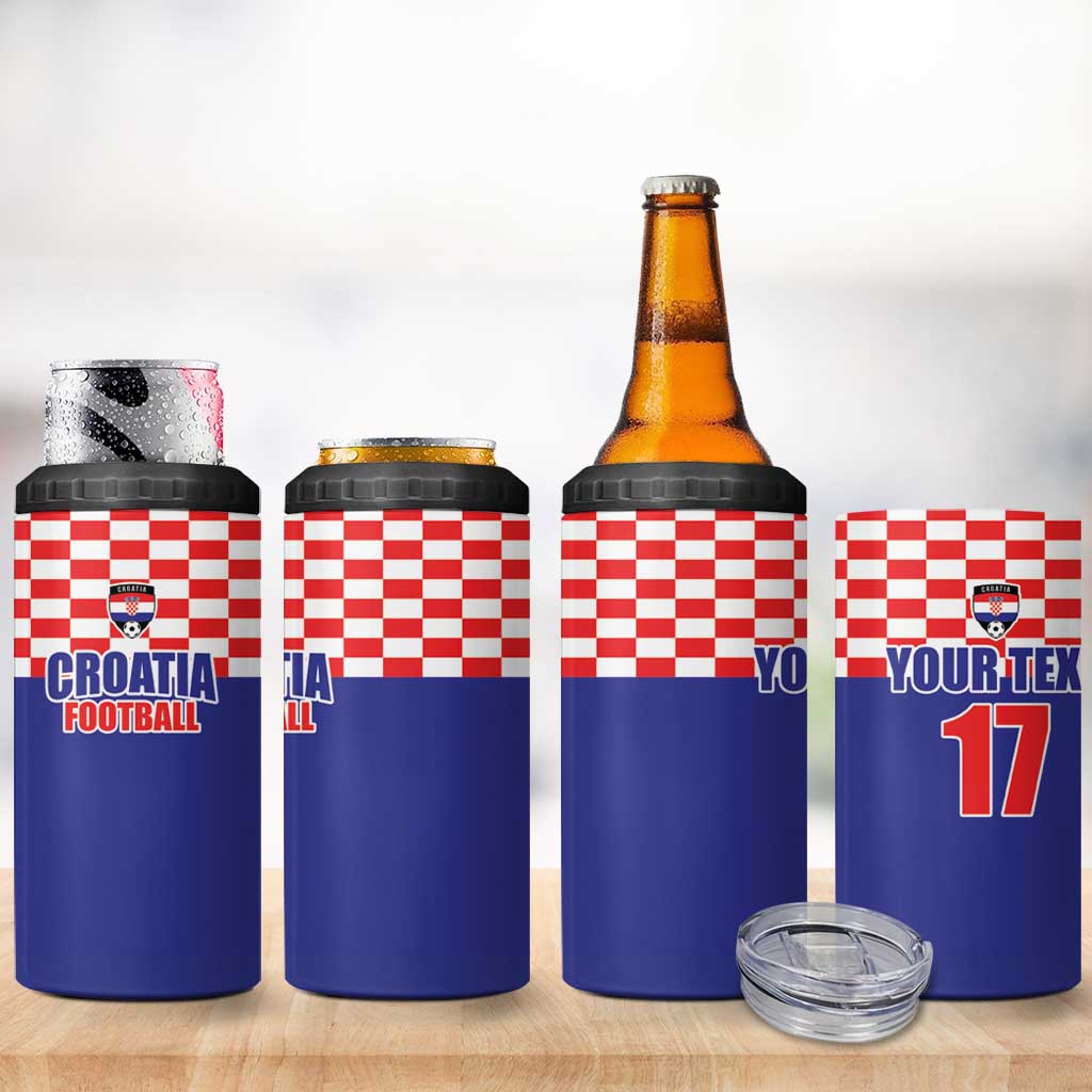 Custom Croatia Football 4 in 1 Can Cooler Tumbler Sporty Style