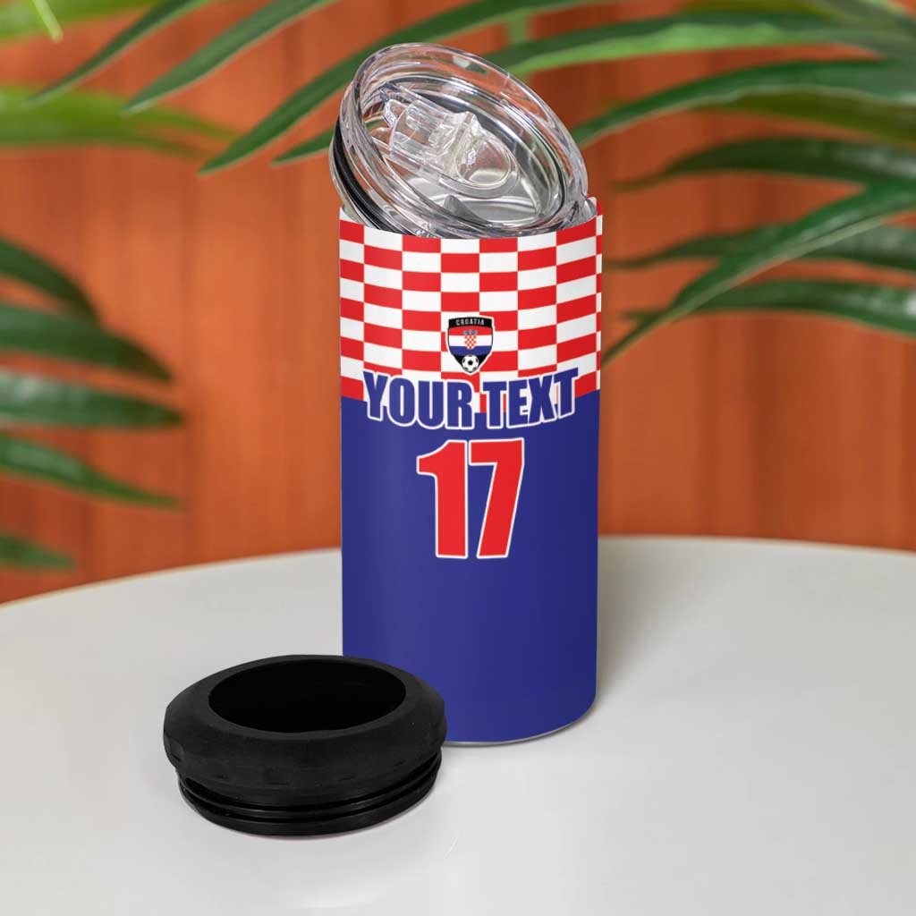 Custom Croatia Football 4 in 1 Can Cooler Tumbler Sporty Style