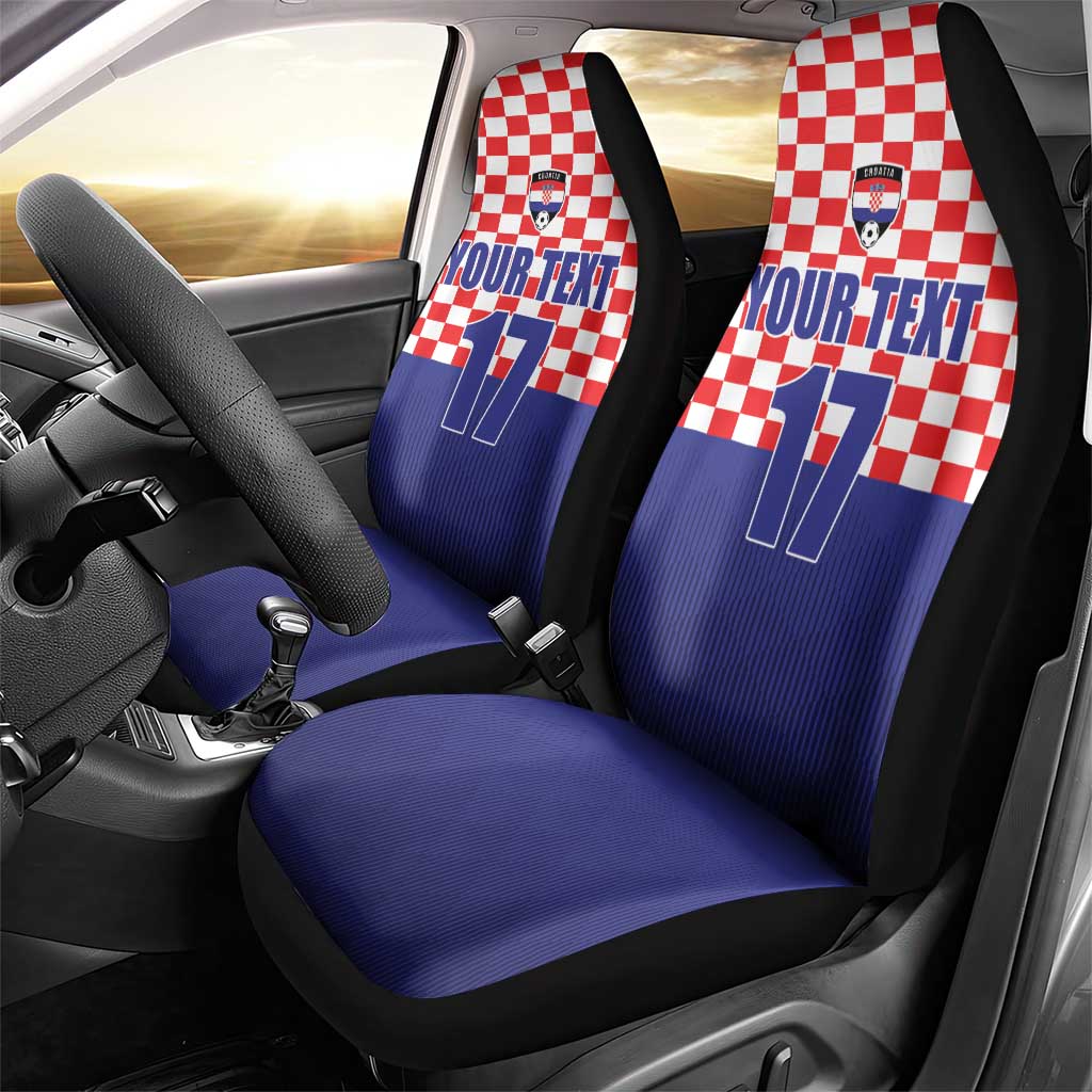 Custom Croatia Football Car Seat Cover Sporty Style
