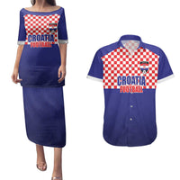 Custom Croatia Football Couples Matching Puletasi and Hawaiian Shirt Sporty Style