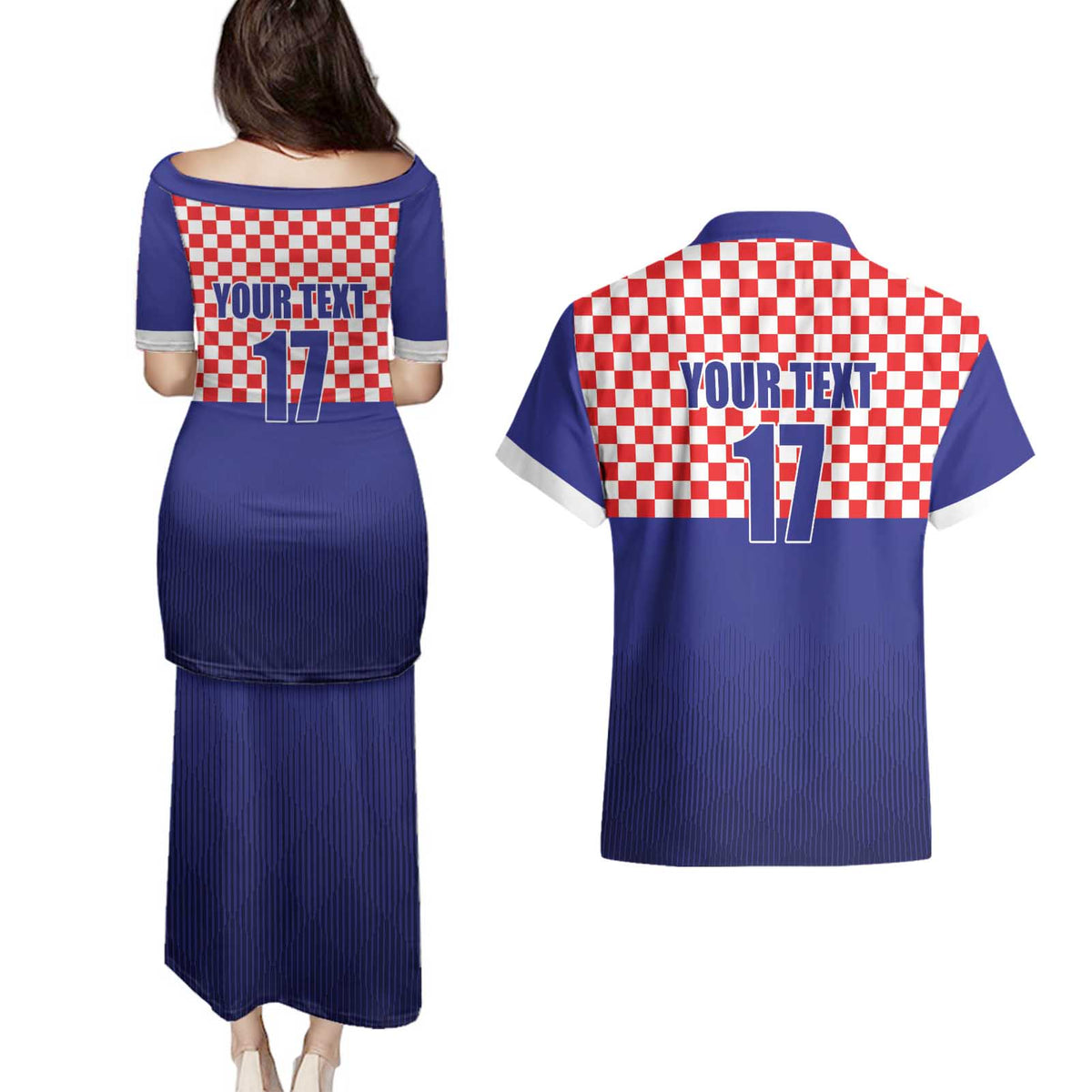 Custom Croatia Football Couples Matching Puletasi and Hawaiian Shirt Sporty Style