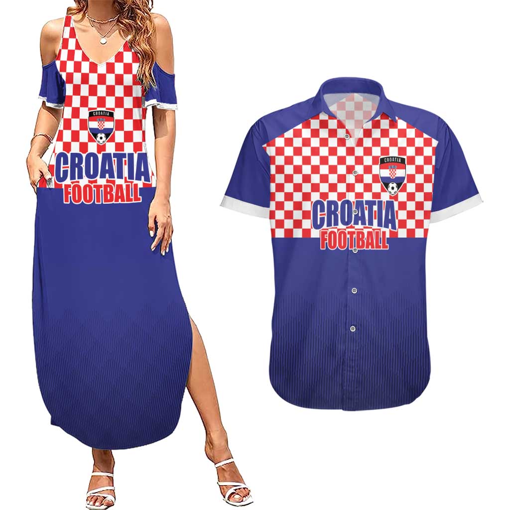 Custom Croatia Football Couples Matching Summer Maxi Dress and Hawaiian Shirt Sporty Style