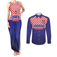 Custom Croatia Football Couples Matching Tank Maxi Dress and Long Sleeve Button Shirt Sporty Style