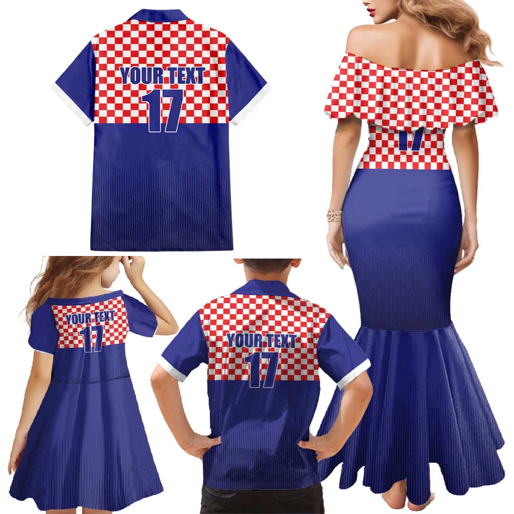 Custom Croatia Football Family Matching Mermaid Dress and Hawaiian Shirt Sporty Style