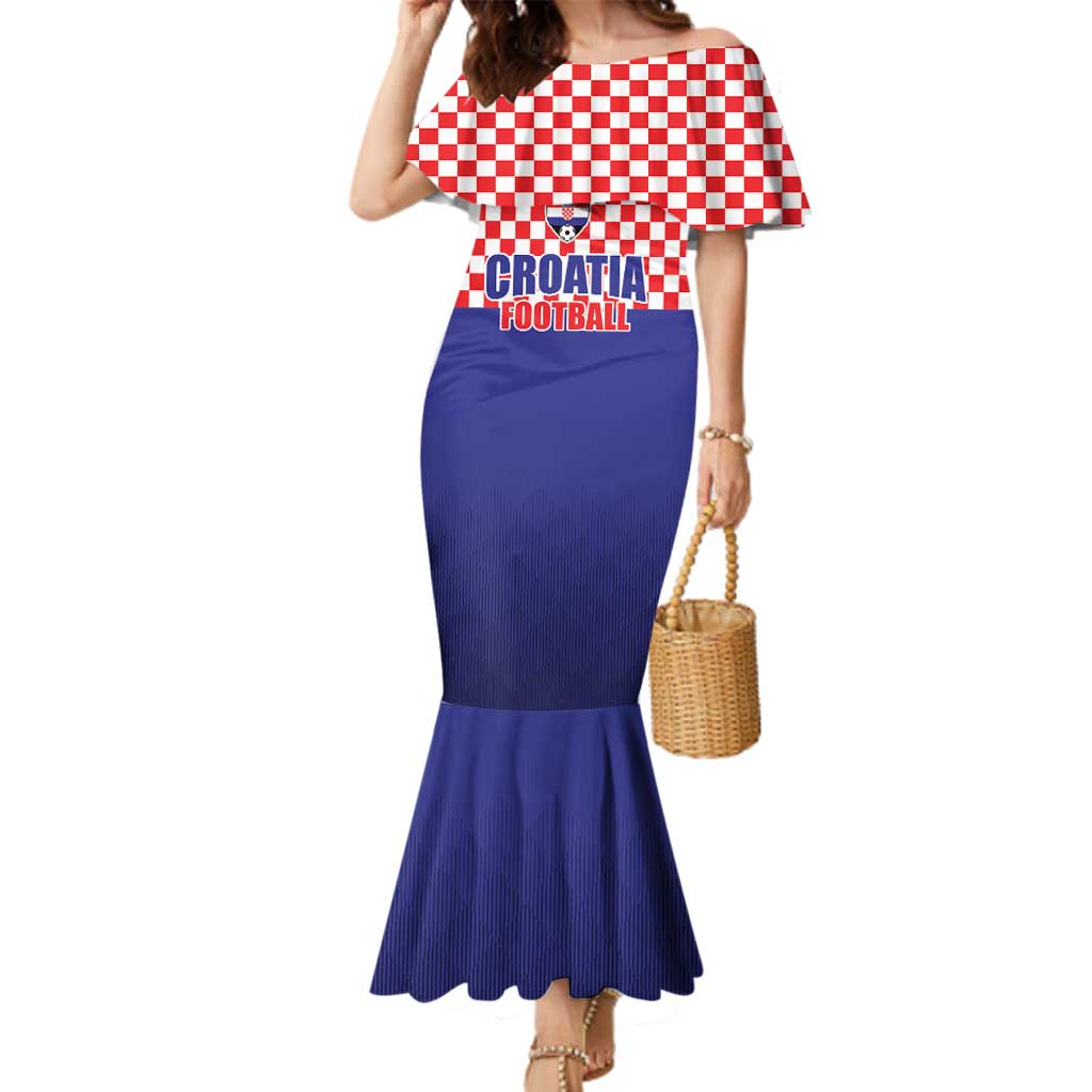 Custom Croatia Football Family Matching Mermaid Dress and Hawaiian Shirt Sporty Style
