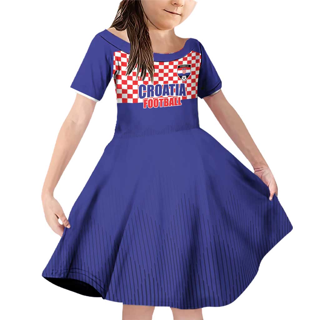 Custom Croatia Football Family Matching Off Shoulder Short Dress and Hawaiian Shirt Sporty Style