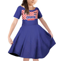 Custom Croatia Football Family Matching Off Shoulder Short Dress and Hawaiian Shirt Sporty Style