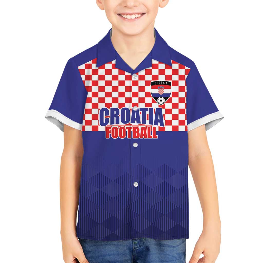 Custom Croatia Football Family Matching Off Shoulder Short Dress and Hawaiian Shirt Sporty Style