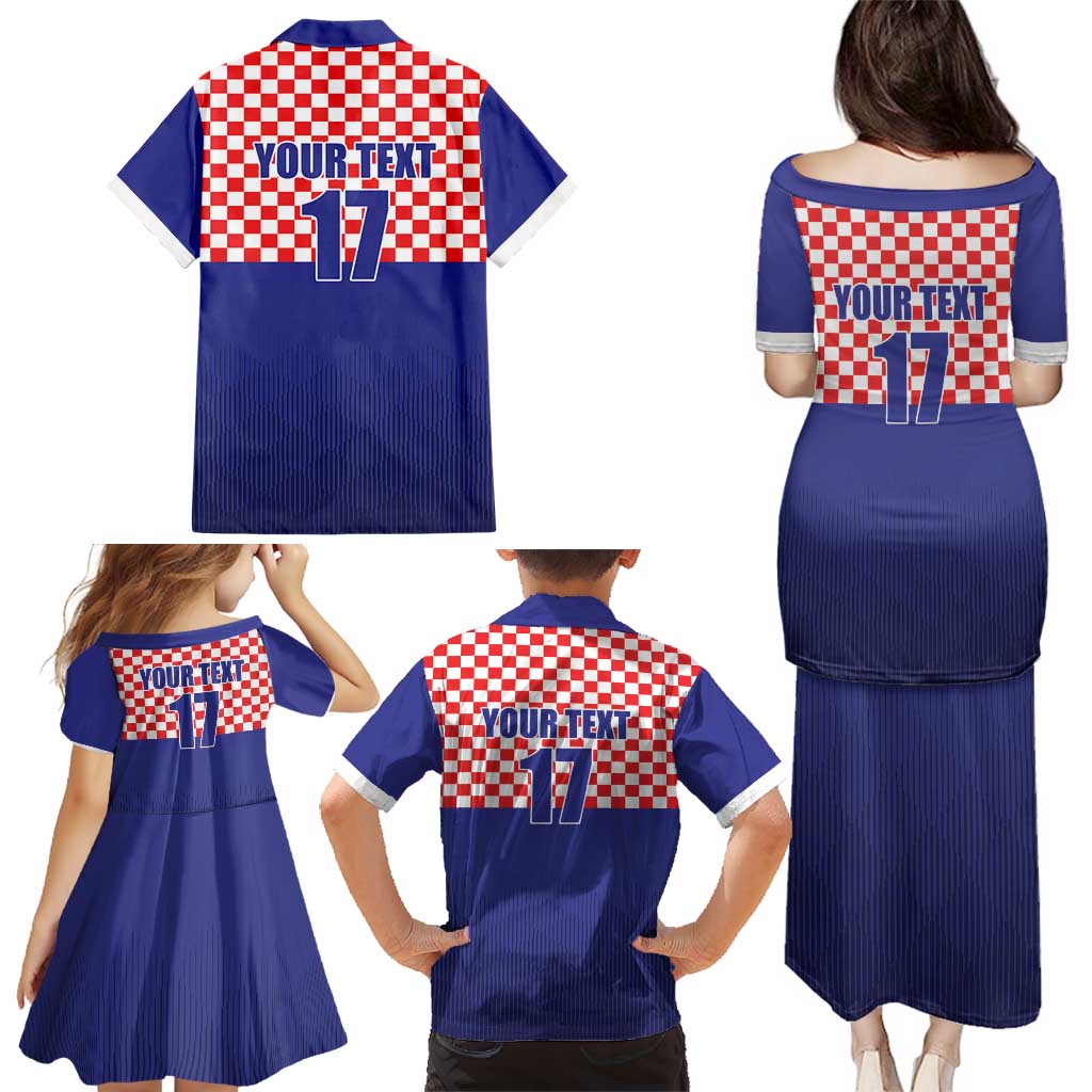 Custom Croatia Football Family Matching Puletasi and Hawaiian Shirt Sporty Style