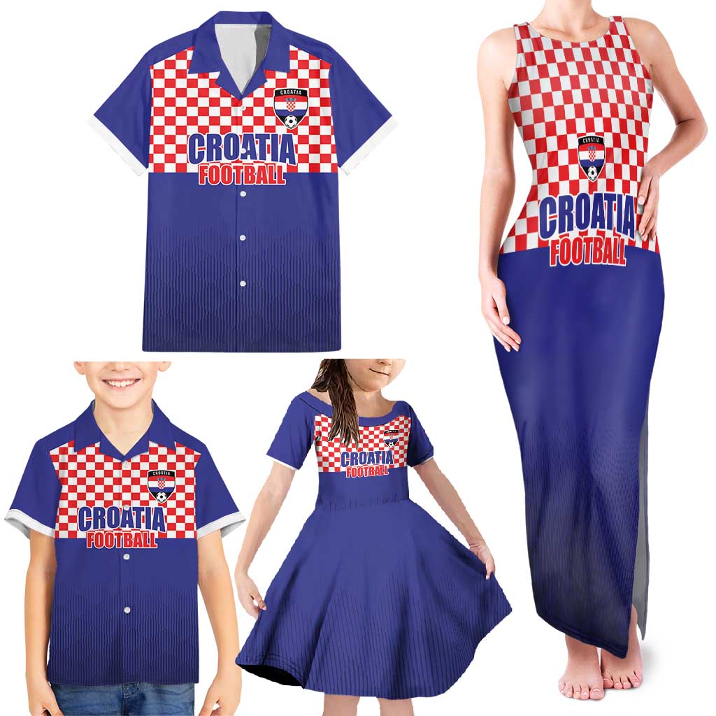 Custom Croatia Football Family Matching Tank Maxi Dress and Hawaiian Shirt Sporty Style