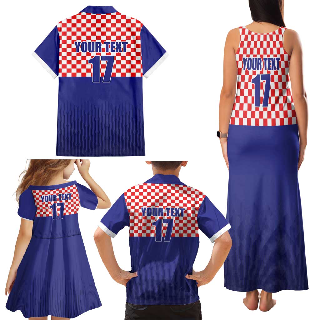 Custom Croatia Football Family Matching Tank Maxi Dress and Hawaiian Shirt Sporty Style