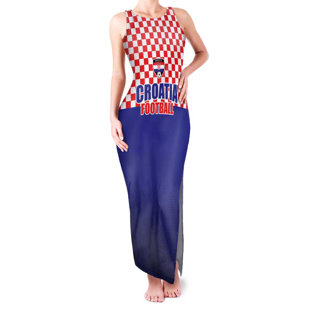 Custom Croatia Football Family Matching Tank Maxi Dress and Hawaiian Shirt Sporty Style