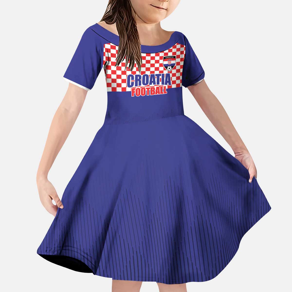 Custom Croatia Football Kid Short Sleeve Dress Sporty Style