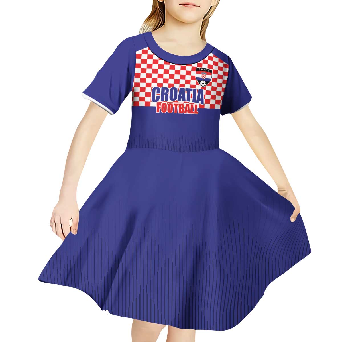 Custom Croatia Football Kid Short Sleeve Dress Sporty Style