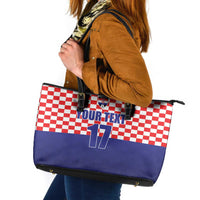Custom Croatia Football Leather Tote Bag Sporty Style