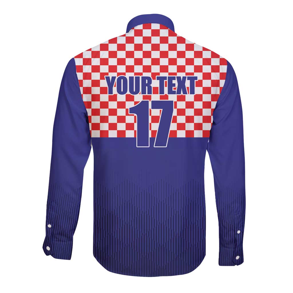 Custom Croatia Football Long Sleeve Button Shirt Sporty Style