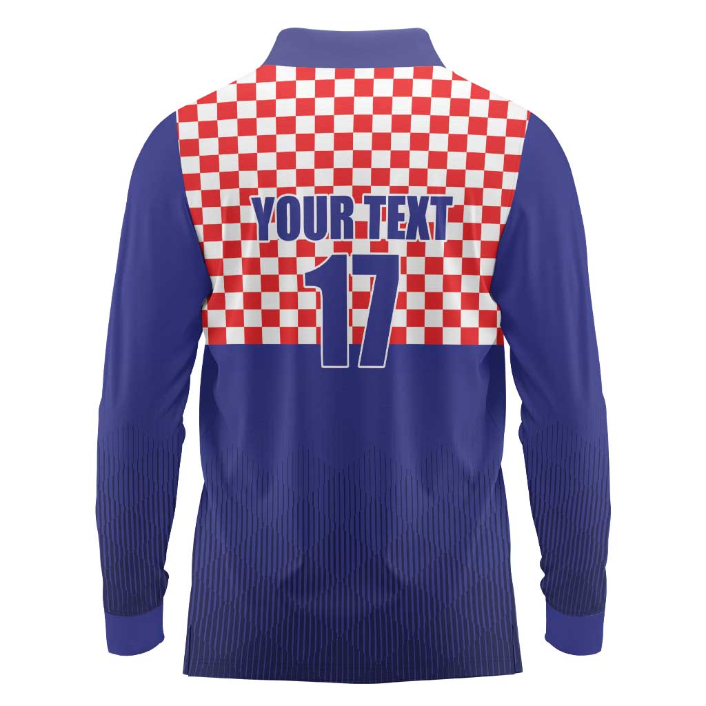 Custom Croatia Football Long Sleeve Polo Shirt Sporty Style