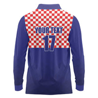 Custom Croatia Football Long Sleeve Polo Shirt Sporty Style