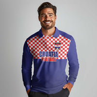 Custom Croatia Football Long Sleeve Polo Shirt Sporty Style