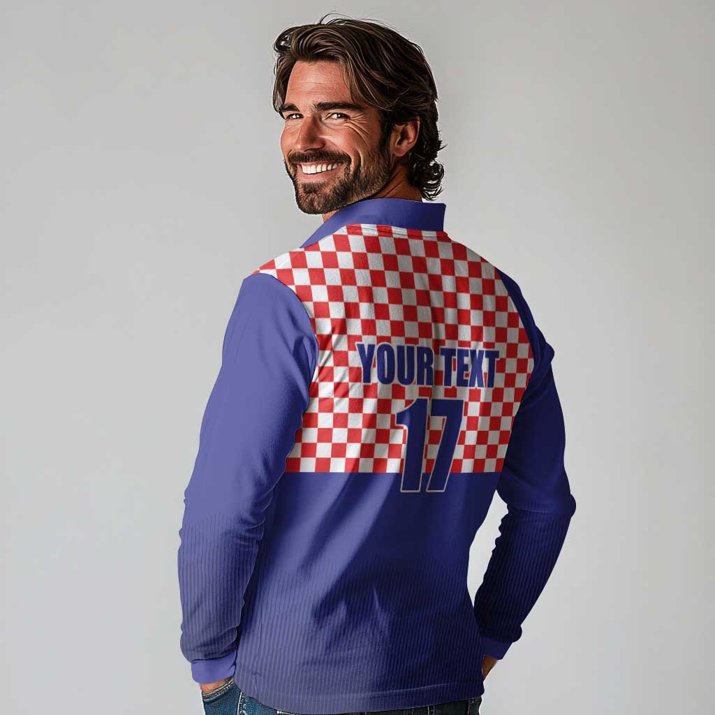 Custom Croatia Football Long Sleeve Polo Shirt Sporty Style