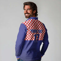 Custom Croatia Football Long Sleeve Polo Shirt Sporty Style
