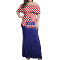Custom Croatia Football Off Shoulder Maxi Dress Sporty Style