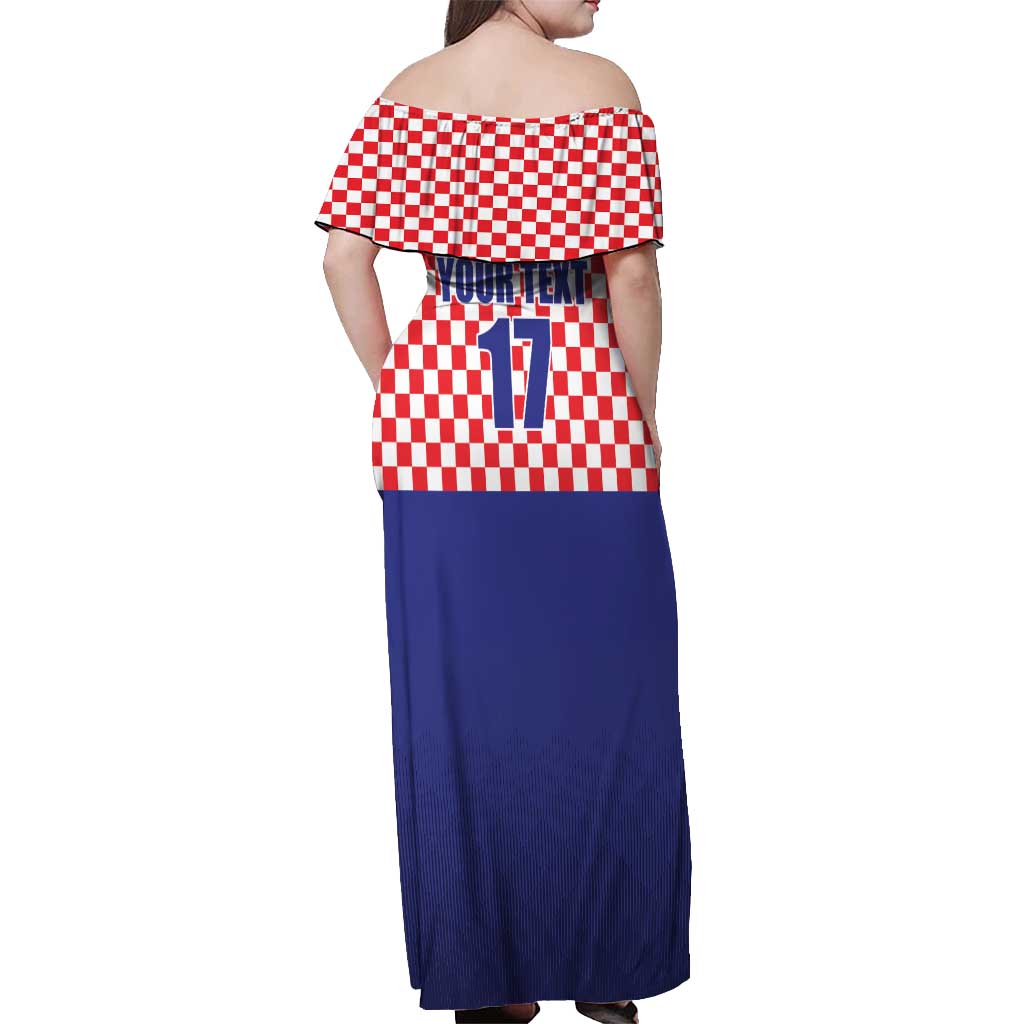 Custom Croatia Football Off Shoulder Maxi Dress Sporty Style
