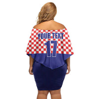 Custom Croatia Football Off Shoulder Short Dress Sporty Style