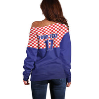 Custom Croatia Football Off Shoulder Sweater Sporty Style