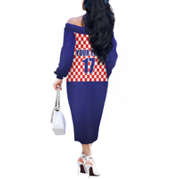 Custom Croatia Football Off The Shoulder Long Sleeve Dress Sporty Style