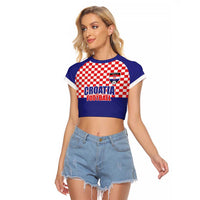 Custom Croatia Football Raglan Cropped T Shirt Sporty Style