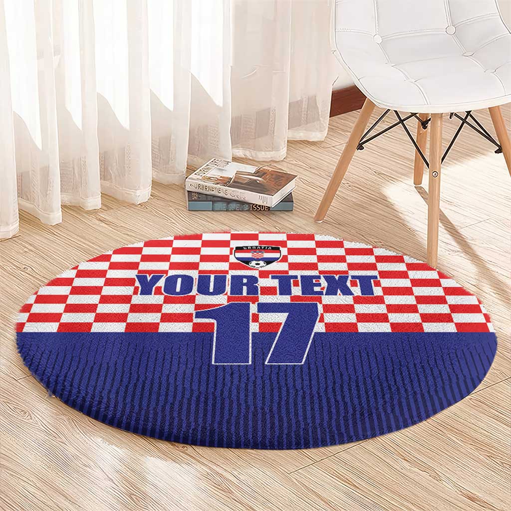 Custom Croatia Football Round Carpet Sporty Style