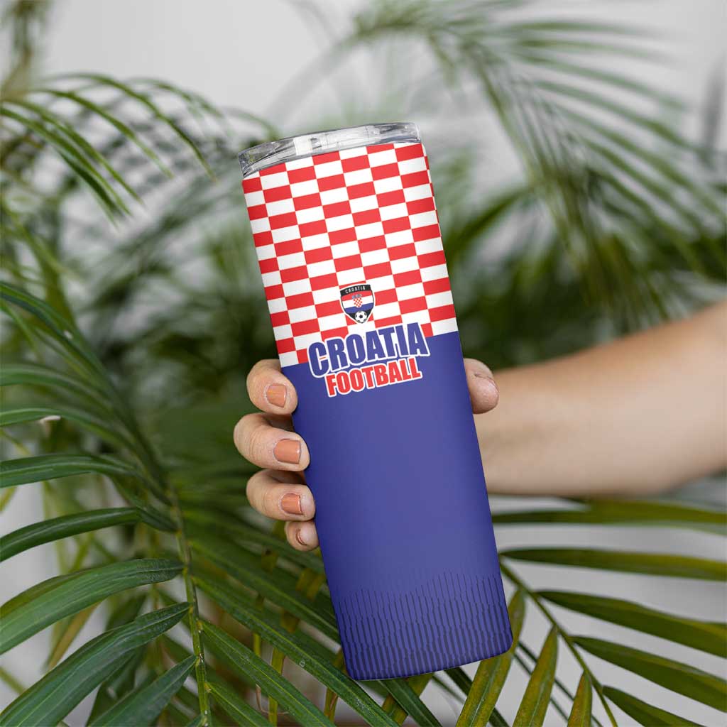 Custom Croatia Football Skinny Tumbler Sporty Style