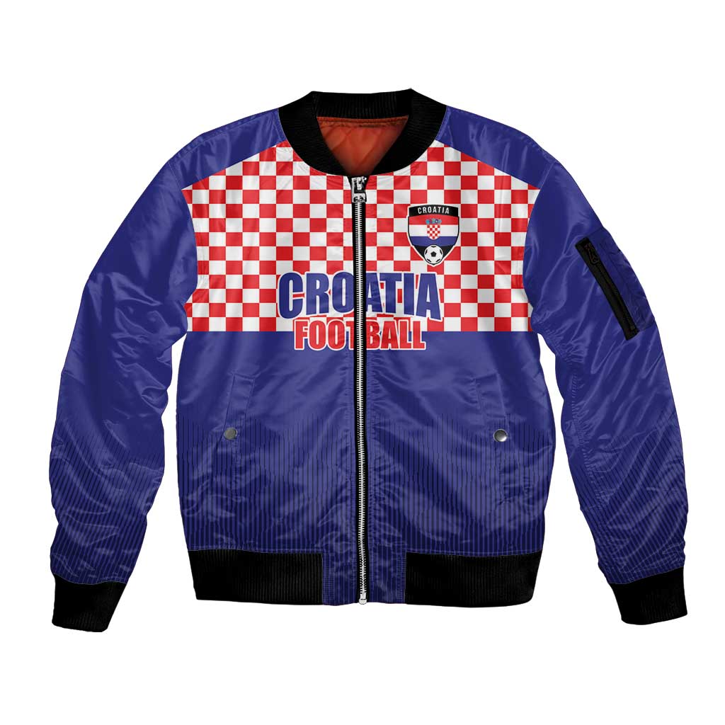 Custom Croatia Football Sleeve Zip Bomber Jacket Sporty Style