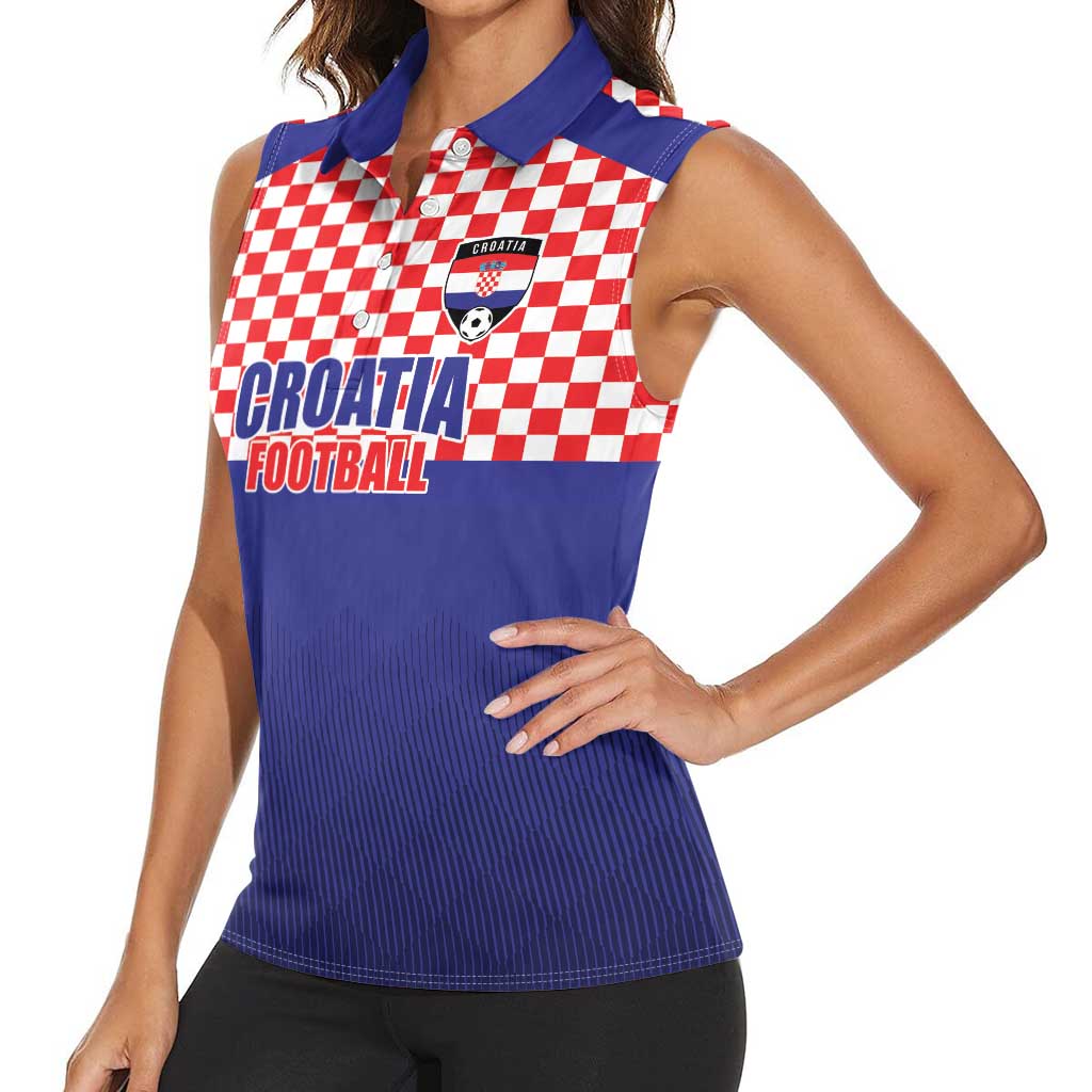 Custom Croatia Football Women Sleeveless Polo Shirt Sporty Style