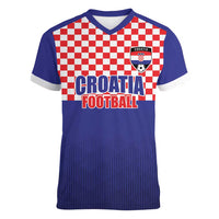 Custom Croatia Football Women V-Neck T-Shirt Sporty Style