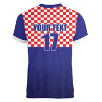 Custom Croatia Football Women V-Neck T-Shirt Sporty Style