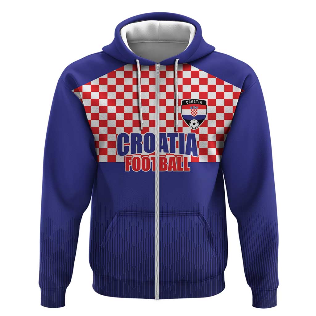 Custom Croatia Football Zip Hoodie Sporty Style