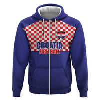 Custom Croatia Football Zip Hoodie Sporty Style
